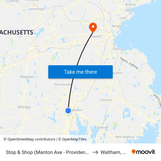 Stop & Shop (Manton Ave - Providence) to Waltham, MA map
