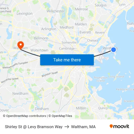 Shirley St @ Levy Bramson Way to Waltham, MA map