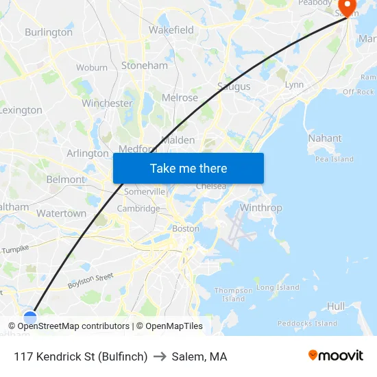 117 Kendrick St  (Bulfinch) to Salem, MA map