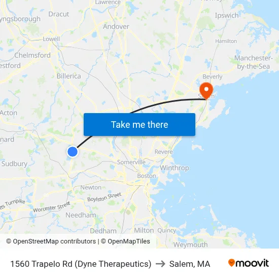 1560 Trapelo Rd  (Dyne Therapeutics) to Salem, MA map