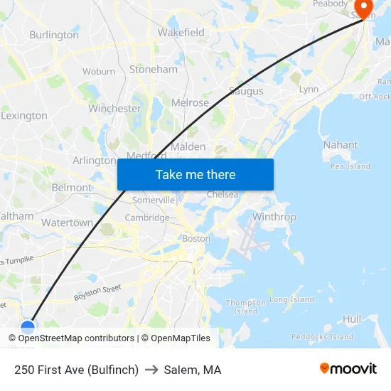 250 First Ave  (Bulfinch) to Salem, MA map