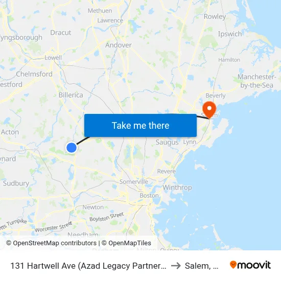 131 Hartwell Ave  (Azad Legacy Partners) to Salem, MA map