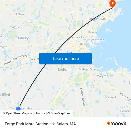 Forge Park Mbta Station to Salem, MA map