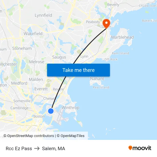 Rcc Ez Pass to Salem, MA map