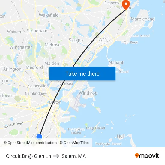 Circuit Dr @ Glen Ln to Salem, MA map