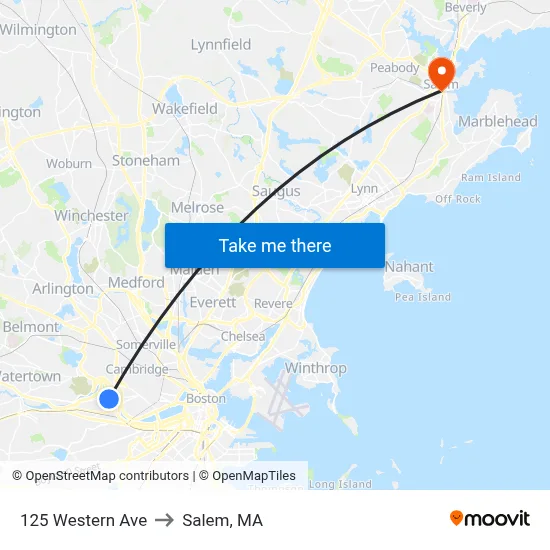 125 Western Ave to Salem, MA map