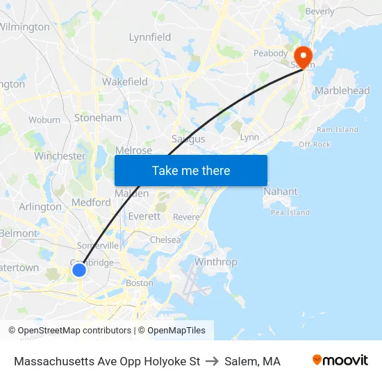 Massachusetts Ave Opp Holyoke St to Salem, MA map