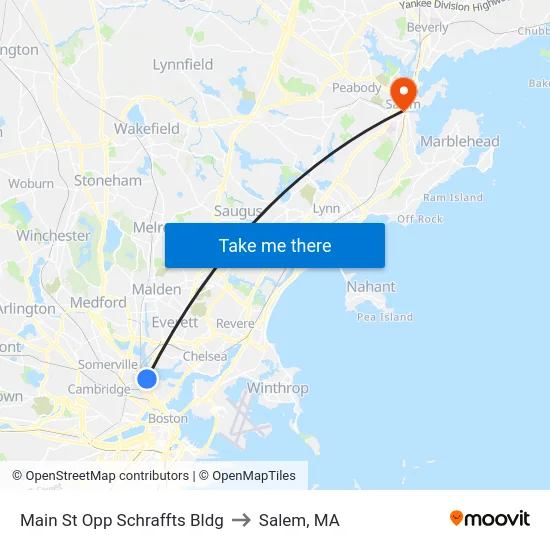 Main St Opp Schraffts Bldg to Salem, MA map