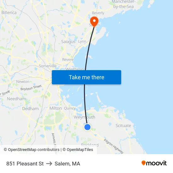 851 Pleasant St to Salem, MA map