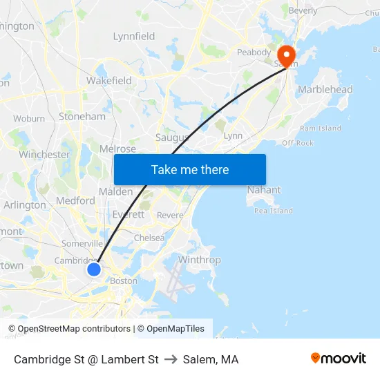 Cambridge St @ Lambert St to Salem, MA map