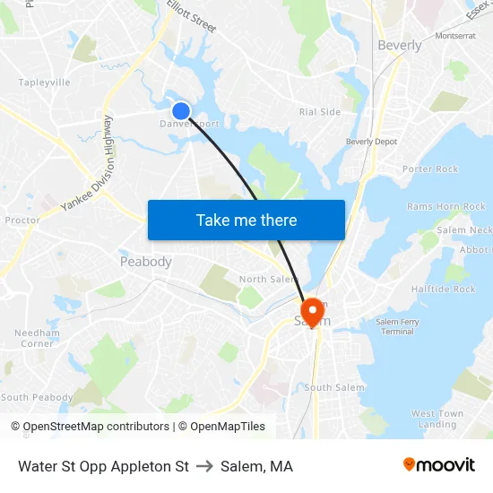 Water St Opp Appleton St to Salem, MA map