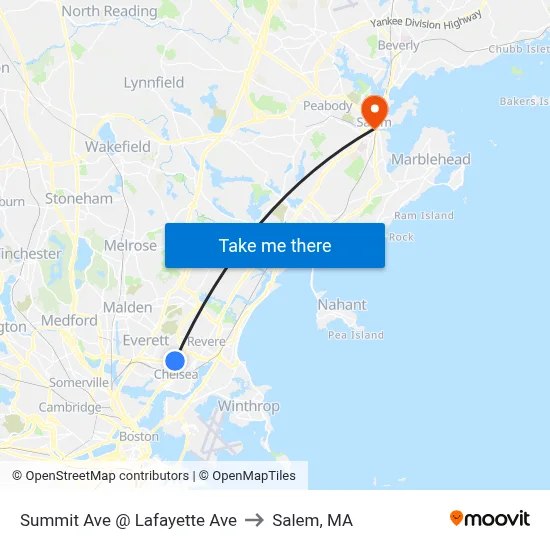 Summit Ave @ Lafayette Ave to Salem, MA map