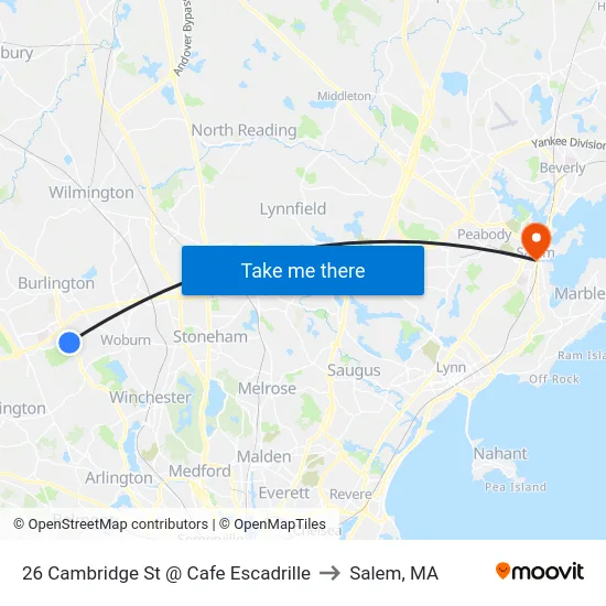 26 Cambridge St @ Cafe Escadrille to Salem, MA map