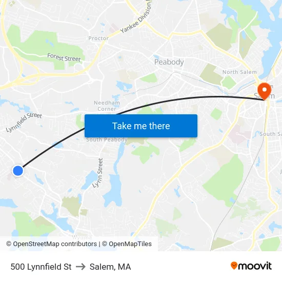 500 Lynnfield St to Salem, MA map