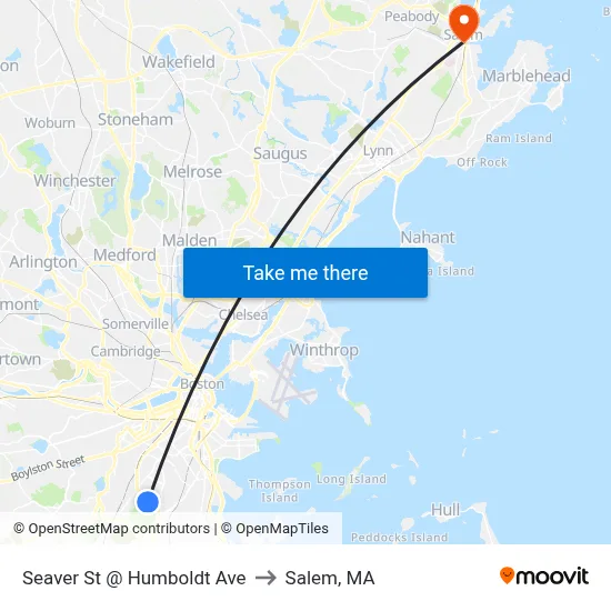 Seaver St @ Humboldt Ave to Salem, MA map