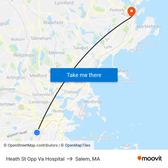 Heath St Opp Va Hospital to Salem, MA map