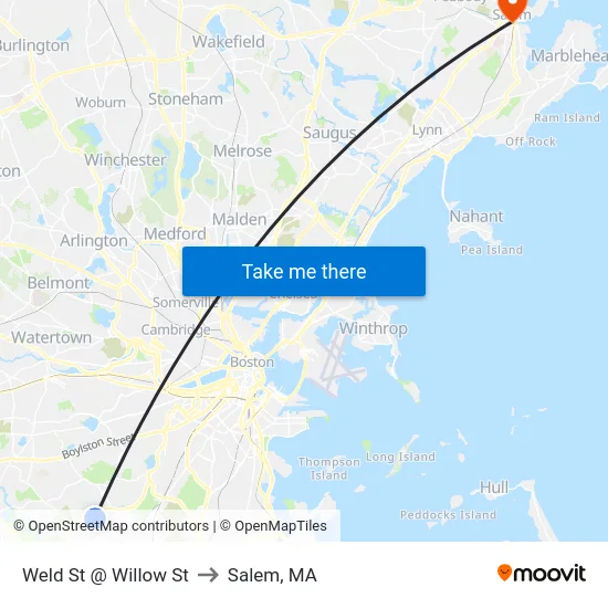 Weld St @ Willow St to Salem, MA map