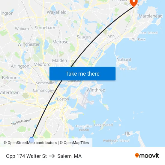 Opp 174 Walter St to Salem, MA map