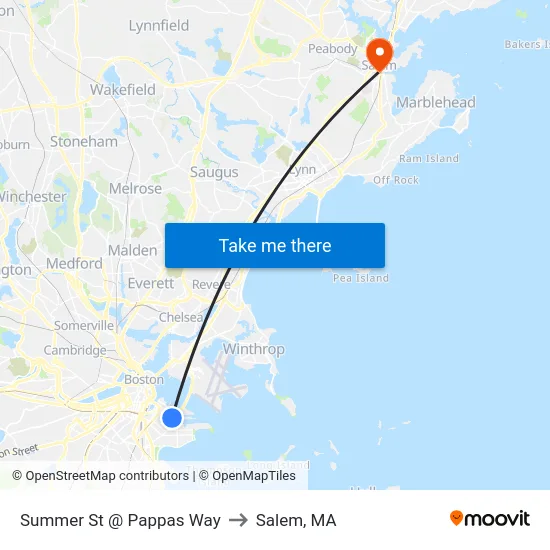 Summer St @ Pappas Way to Salem, MA map