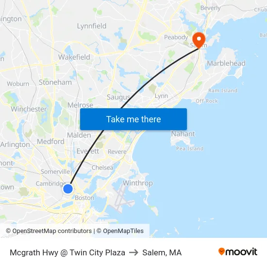 Mcgrath Hwy @ Twin City Plaza to Salem, MA map