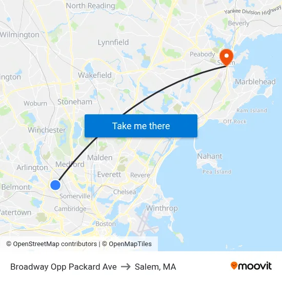 Broadway Opp Packard Ave to Salem, MA map
