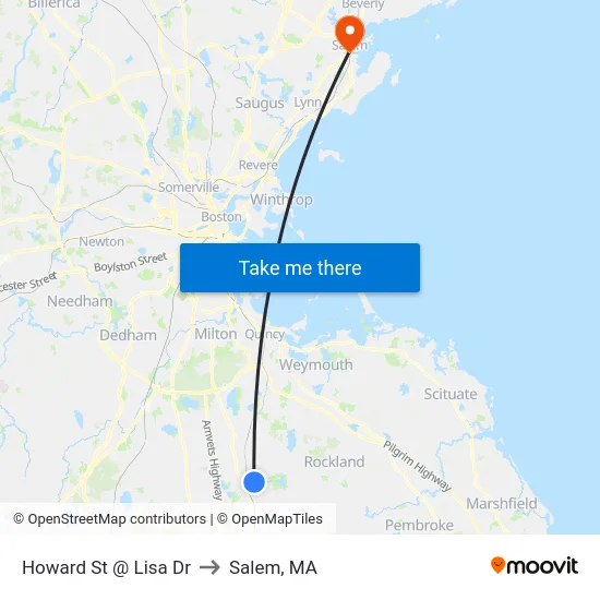Howard St @ Lisa Dr to Salem, MA map