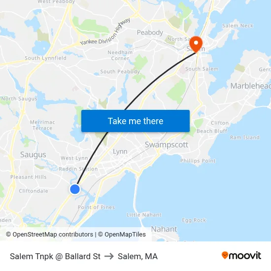 Salem Tnpk @ Ballard St to Salem, MA map