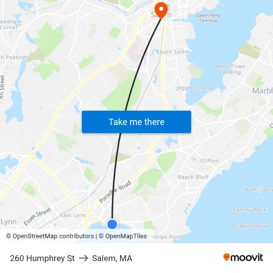 260 Humphrey St to Salem, MA map