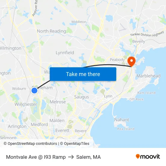 Montvale Ave @ I93 Ramp to Salem, MA map