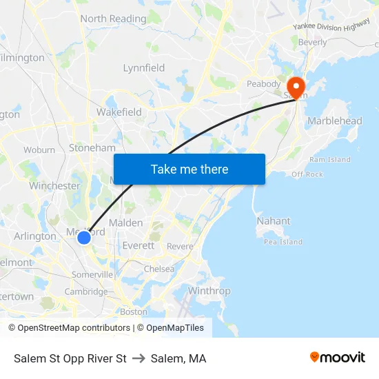 Salem St Opp River St to Salem, MA map