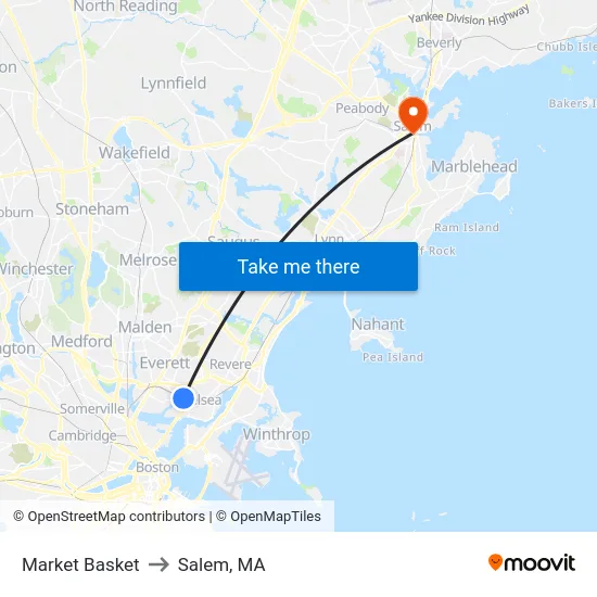 Market Basket to Salem, MA map