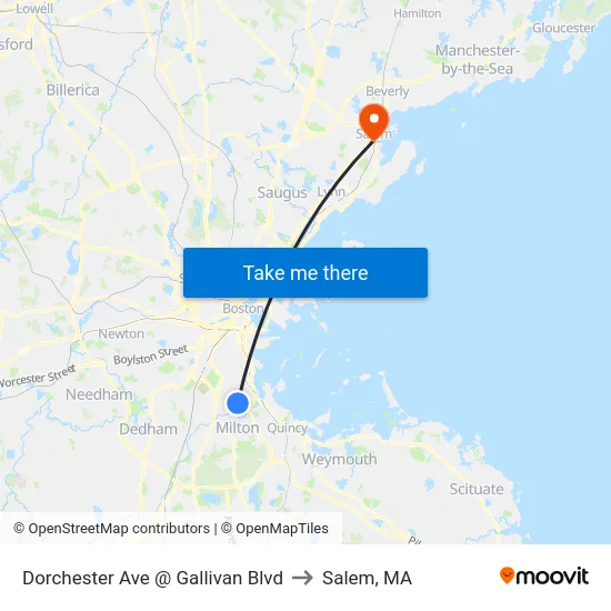 Dorchester Ave @ Gallivan Blvd to Salem, MA map