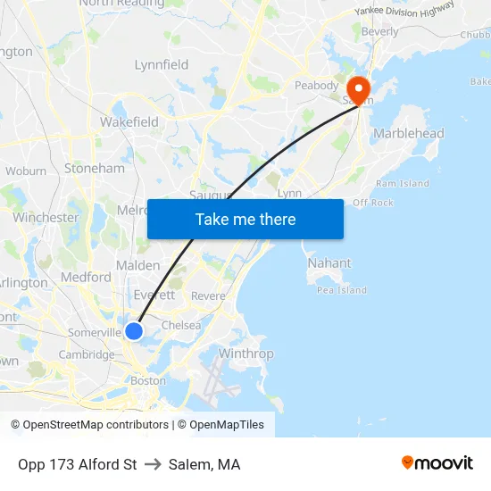 Opp 173 Alford St to Salem, MA map