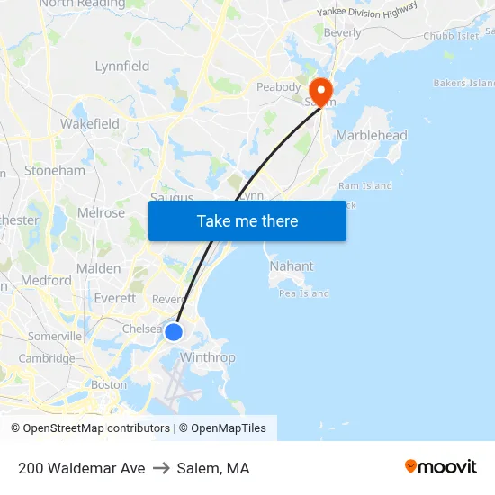 200 Waldemar Ave to Salem, MA map