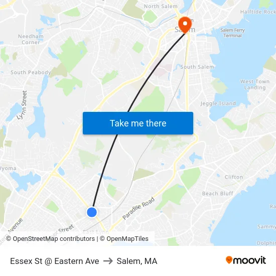 Essex St @ Eastern Ave to Salem, MA map