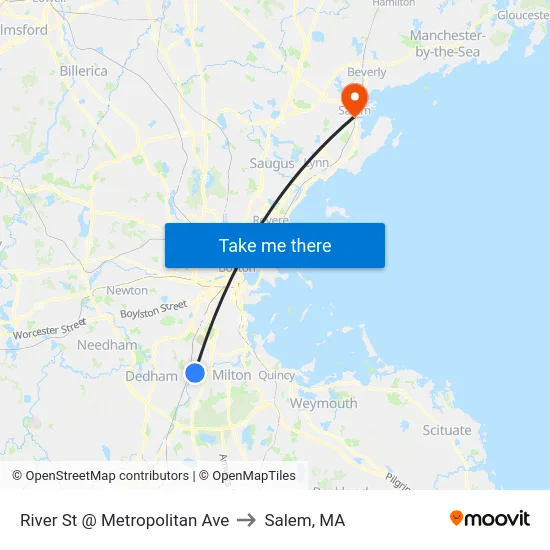 River St @ Metropolitan Ave to Salem, MA map