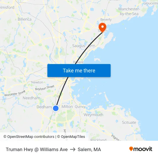 Truman Hwy @ Williams Ave to Salem, MA map