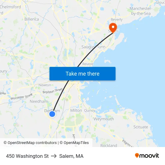 450 Washington St to Salem, MA map