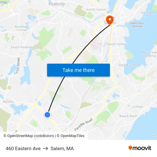 460 Eastern Ave to Salem, MA map