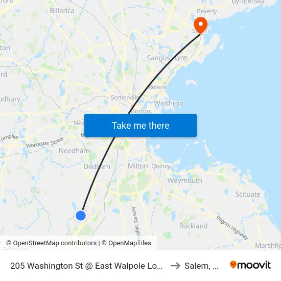 205 Washington St @ East Walpole Loop to Salem, MA map