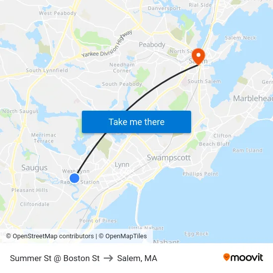 Summer St @ Boston St to Salem, MA map