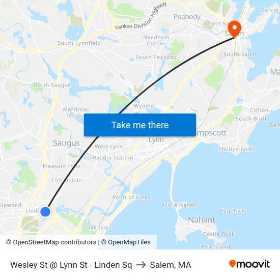 Wesley St @ Lynn St - Linden Sq to Salem, MA map