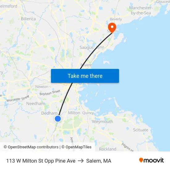 113 W Milton St Opp Pine Ave to Salem, MA map
