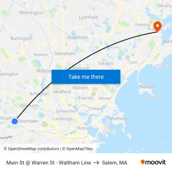 Main St @ Warren St - Waltham Line to Salem, MA map