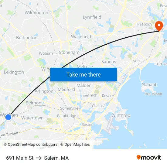 691 Main St to Salem, MA map