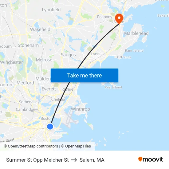 Summer St Opp Melcher St to Salem, MA map