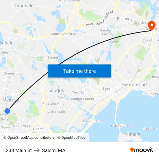 238 Main St to Salem, MA map