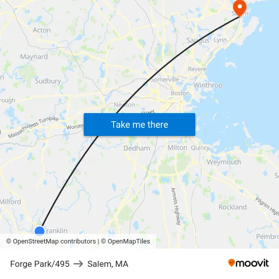 Forge Park/495 to Salem, MA map