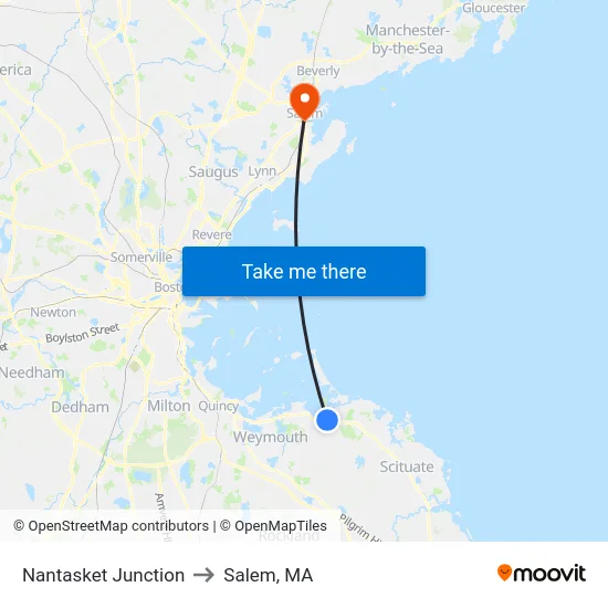 Nantasket Junction to Salem, MA map