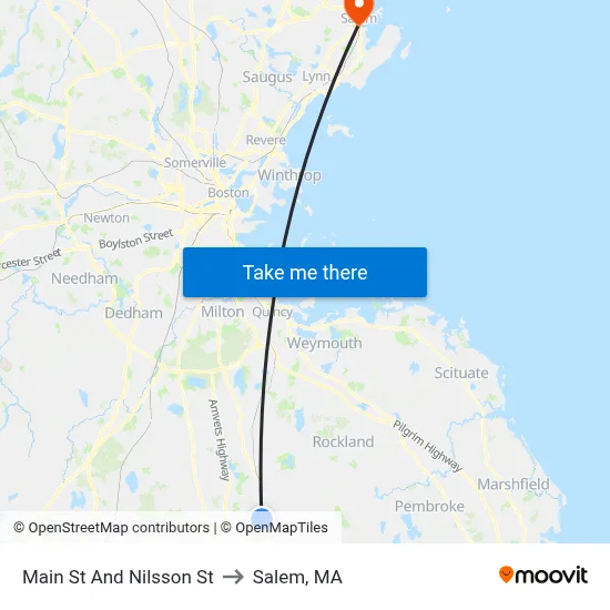 Main St And Nilsson St to Salem, MA map